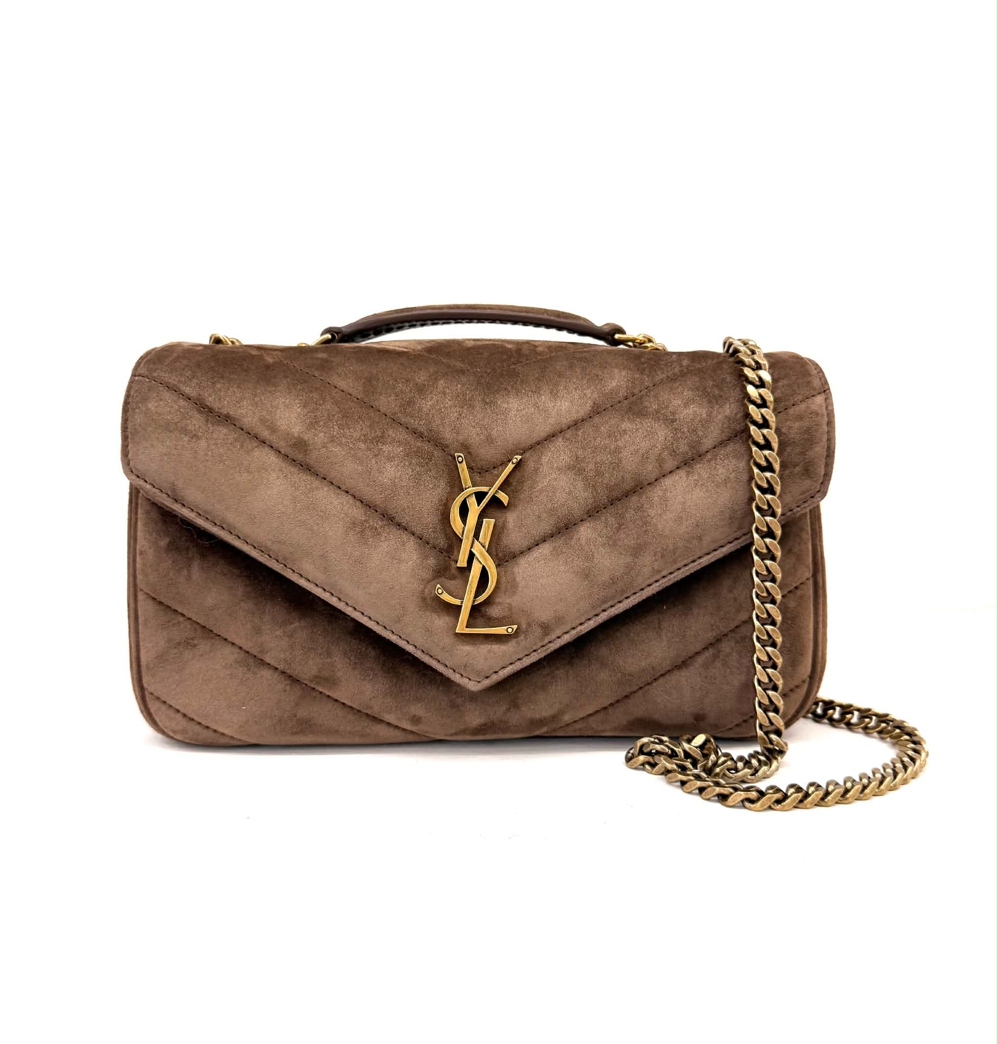 YSL LOULOU SMALL IN SUEDE MATELASSÉ