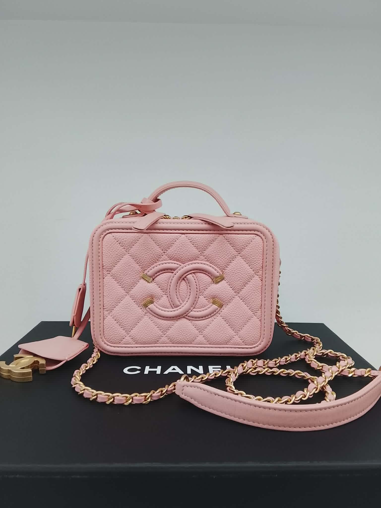 CHANEL VANITY CASE TOP HANDLE ROSA small