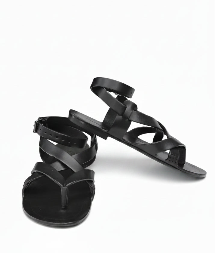 YSL SANDALI FLAT IN PELLE LISCIA