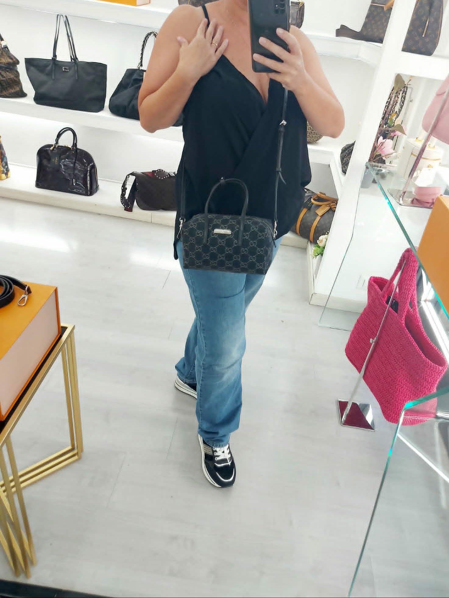 GUCCI BOSTON MINI BAULETTO DENIM GG