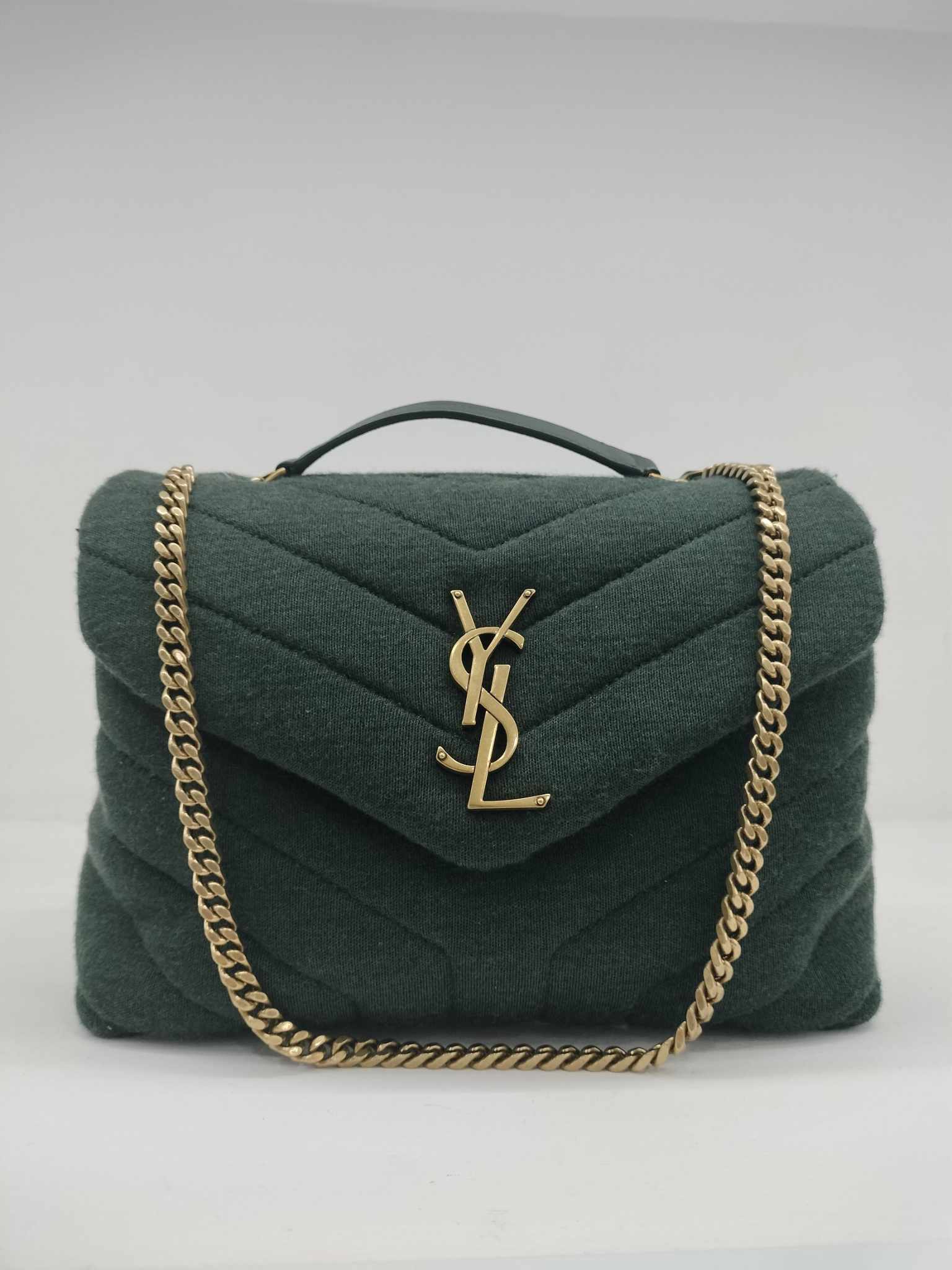 YSL LOULOU SMALL IN TESSUTO VERDE