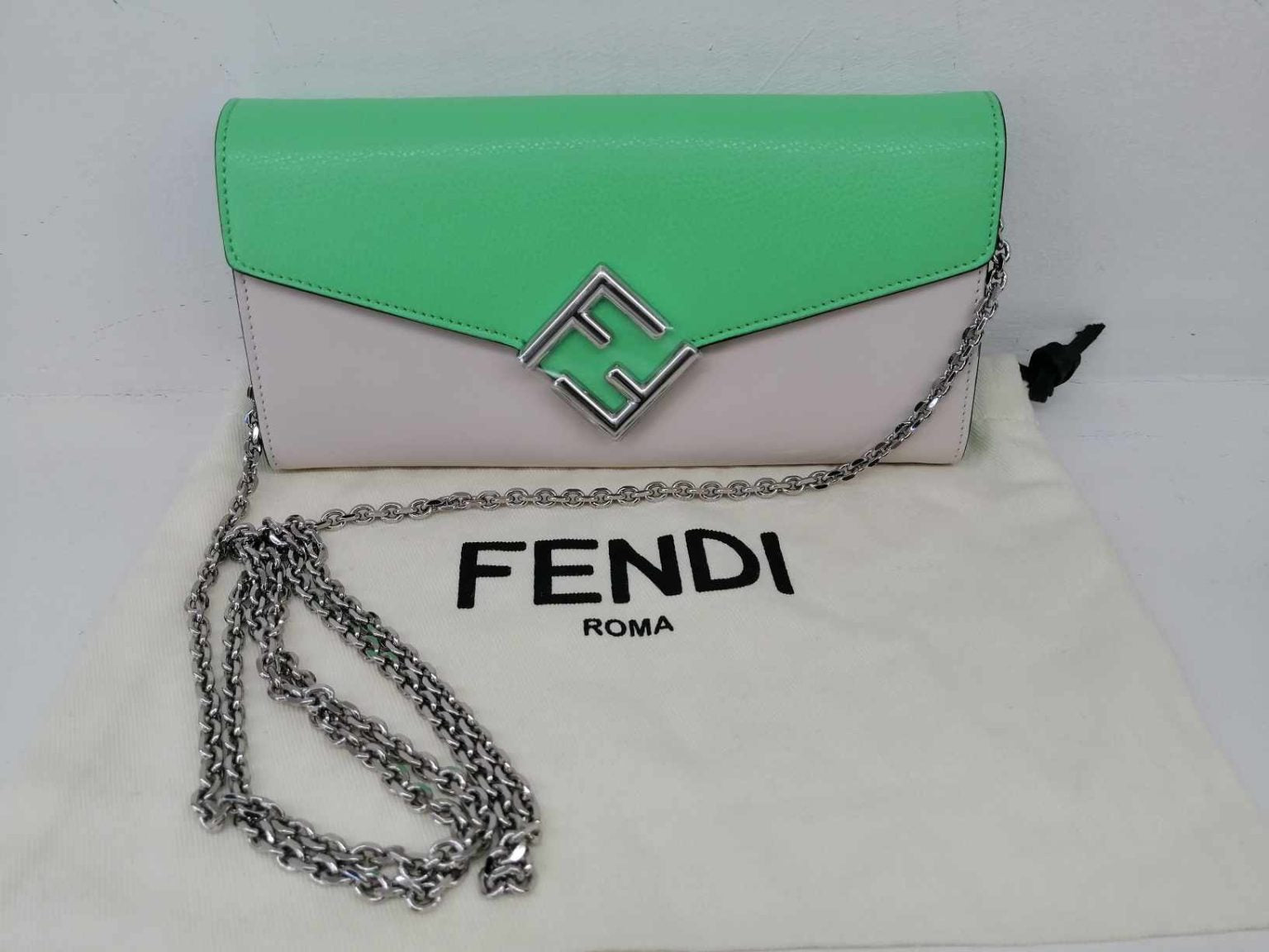 Fendi Wallet Continental With Chain FF Diamonds