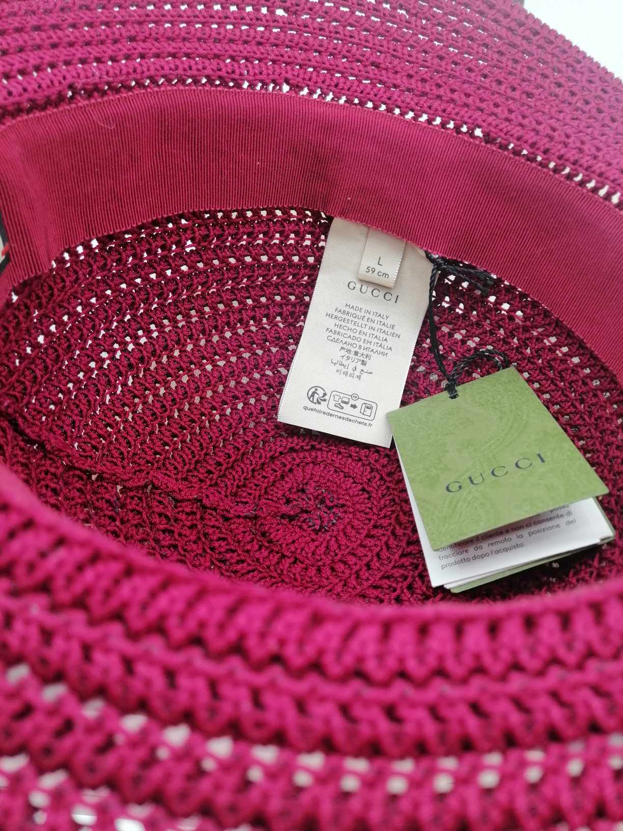 Gucci Cappello Falda Larga Bordeaux Tg L