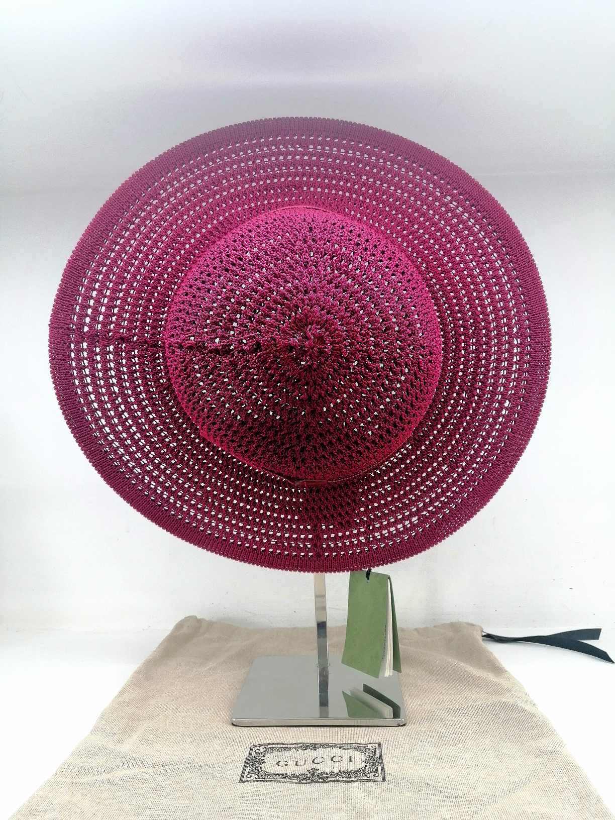 Gucci Cappello Falda Larga Bordeaux Tg L