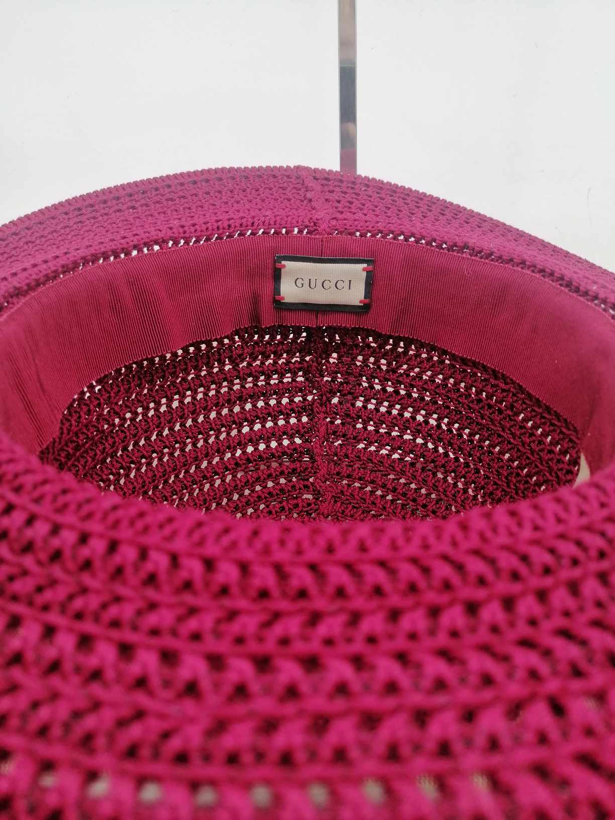 Gucci Cappello Falda Larga Bordeaux Tg L