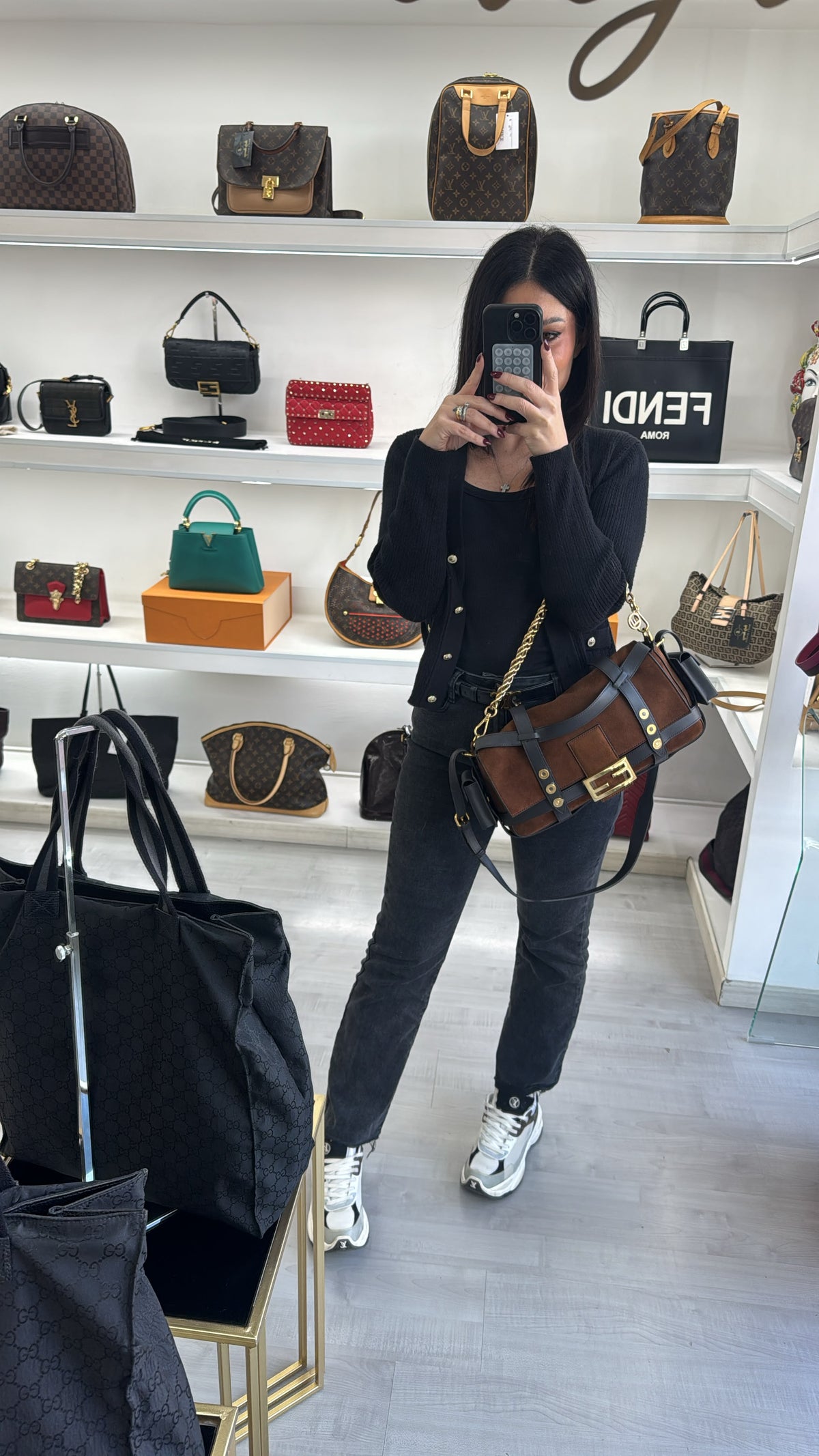 FENDI BAGUETTE CAGE IN SUEDE
