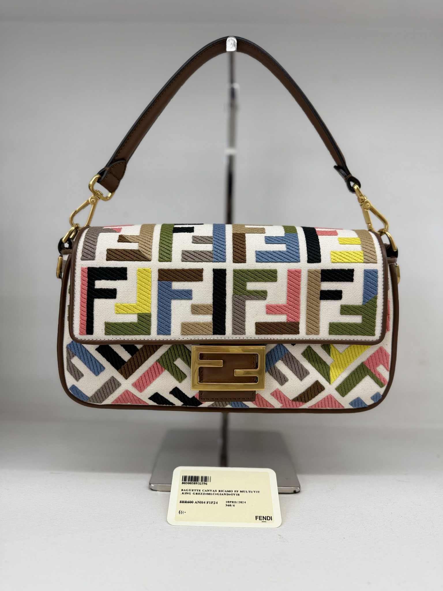 FENDI BAGUETTE TESSUTO MULTICOLOR MEDIA