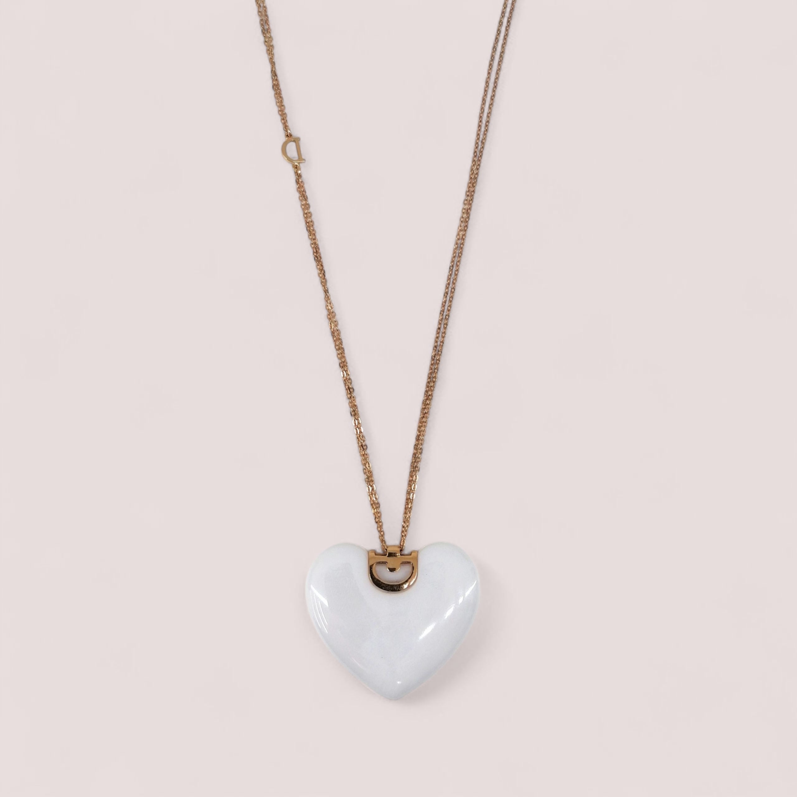 DAMIANI COLLANA CUORE D.ICON IN CERAMICA BIANCA, ORO ROSA E DIAMANTE