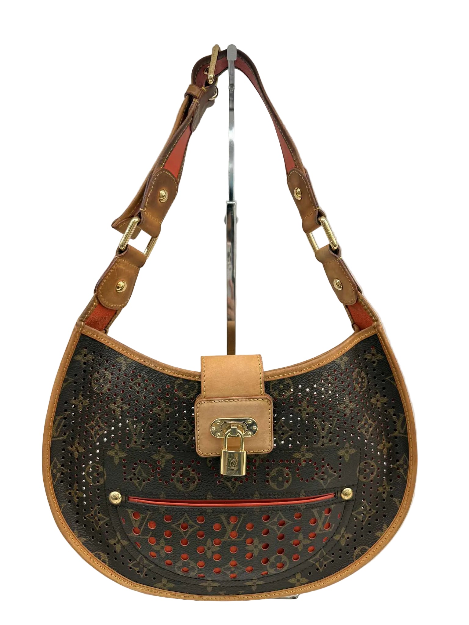 LOUIS VUITTON LIMITED EDITION ORANGE PERFORATED DEMI LUNE