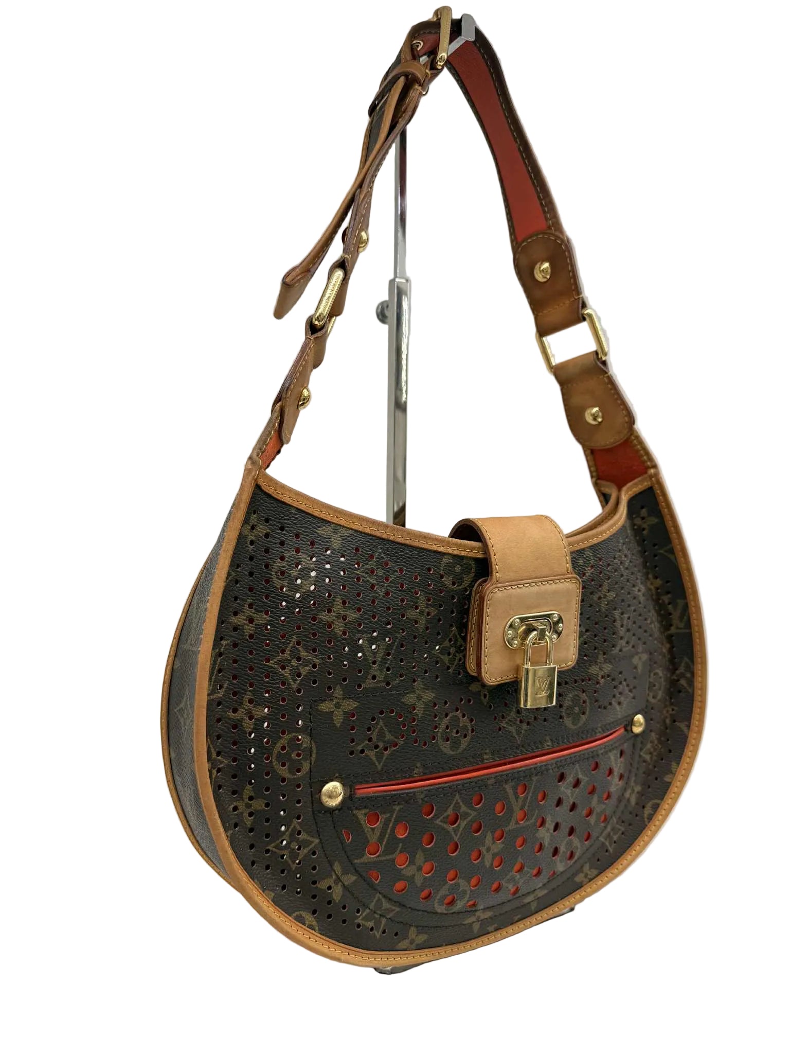 LOUIS VUITTON LIMITED EDITION ORANGE PERFORATED DEMI LUNE