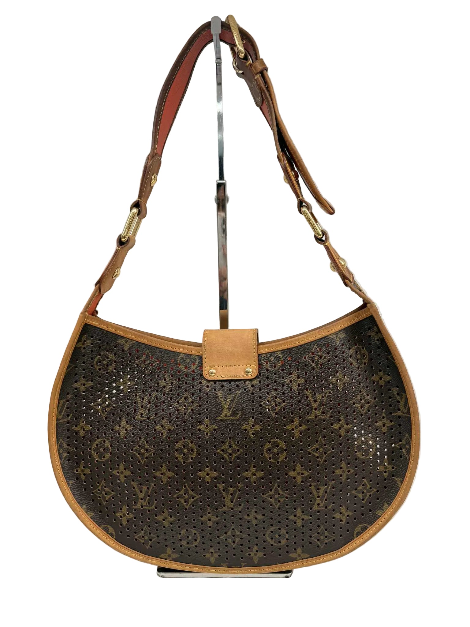 LOUIS VUITTON LIMITED EDITION ORANGE PERFORATED DEMI LUNE
