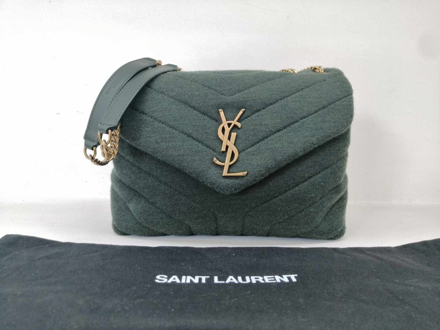 YSL LOULOU SMALL IN TESSUTO VERDE