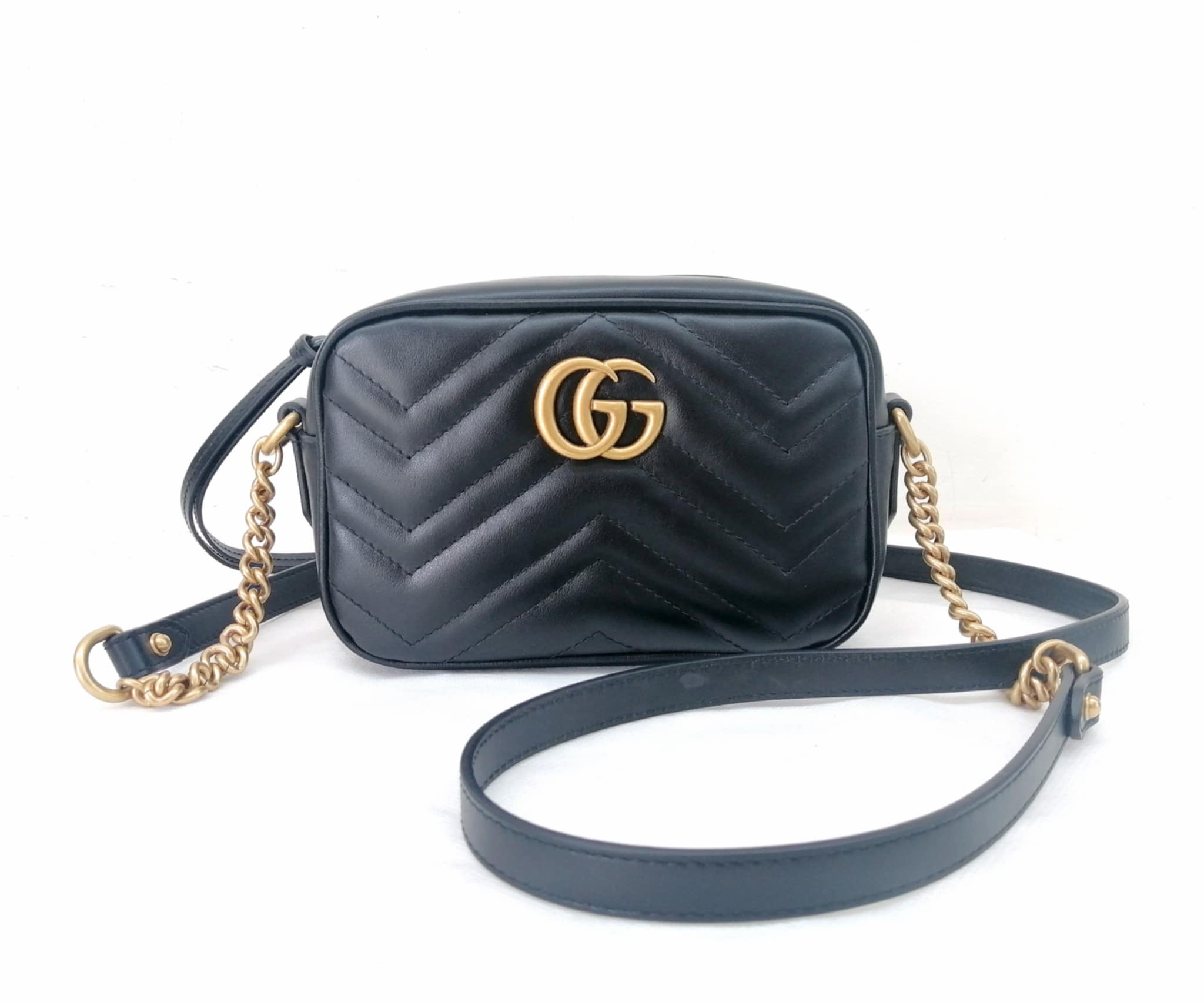 GUCCI MINI CAMERA BAG GG MARMONT NERA