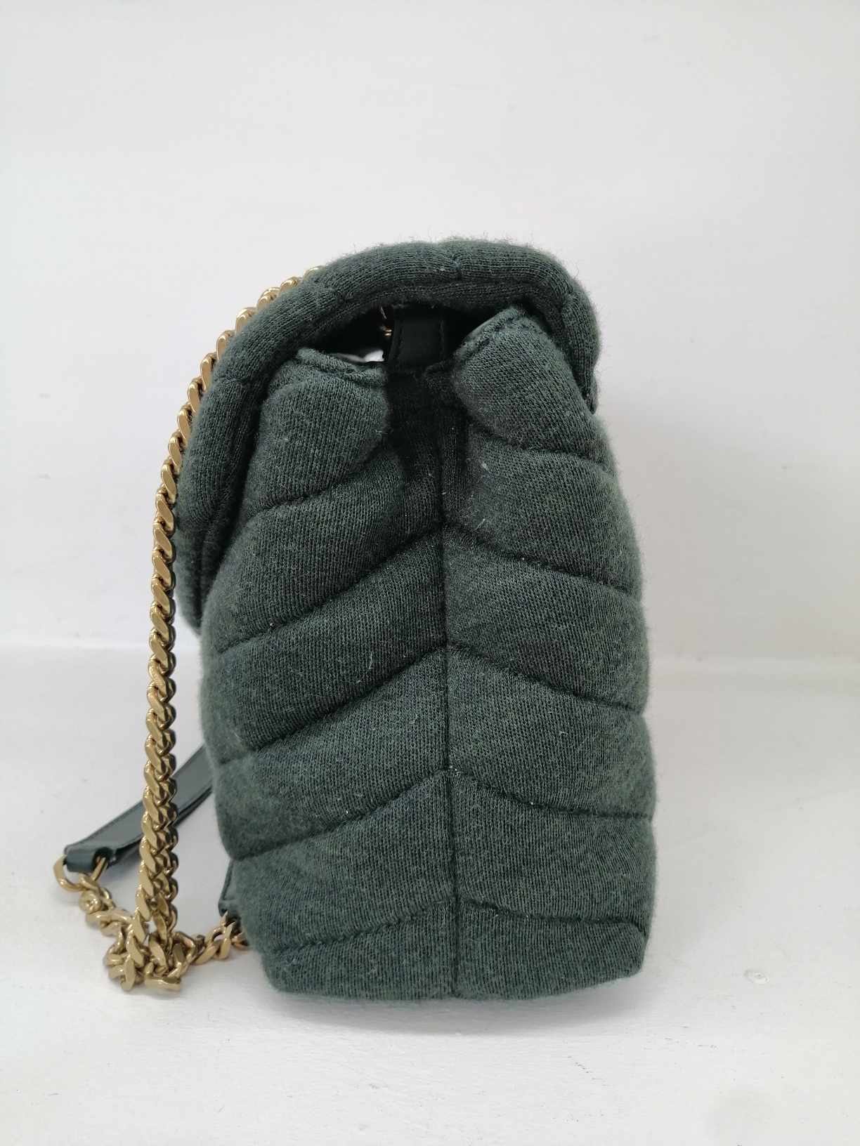 YSL LOULOU SMALL IN TESSUTO VERDE