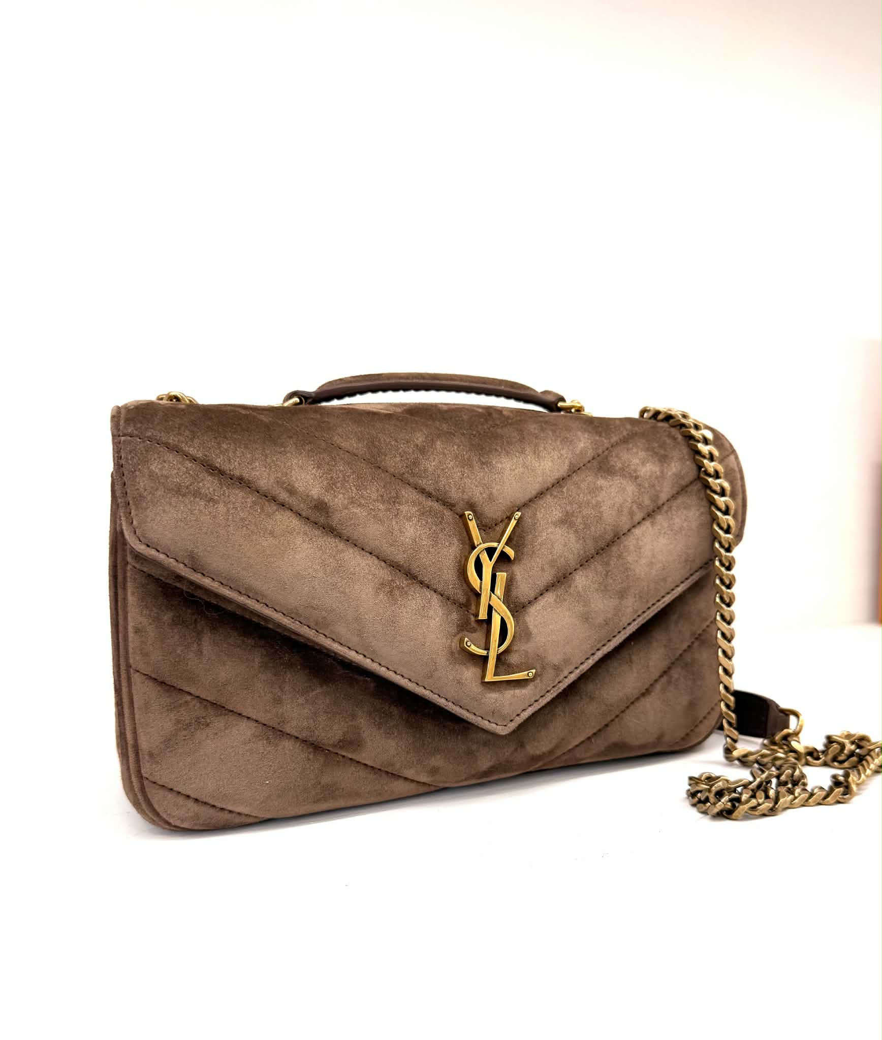 YSL LOULOU SMALL IN SUEDE MATELASSÉ