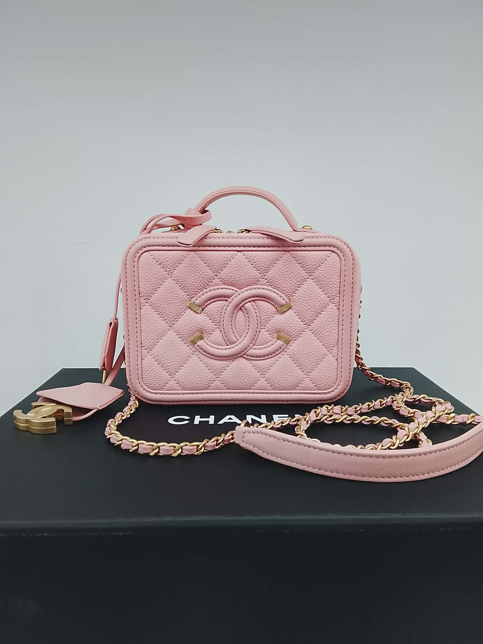 CHANEL VANITY CASE TOP HANDLE ROSA small