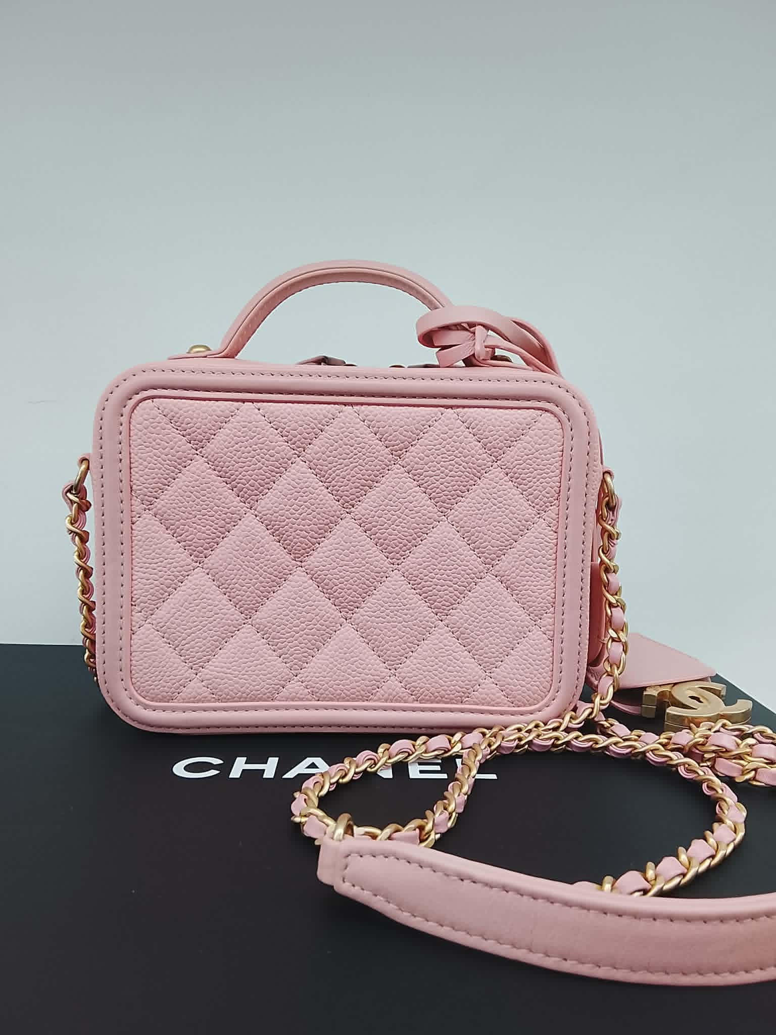 CHANEL VANITY CASE TOP HANDLE ROSA small