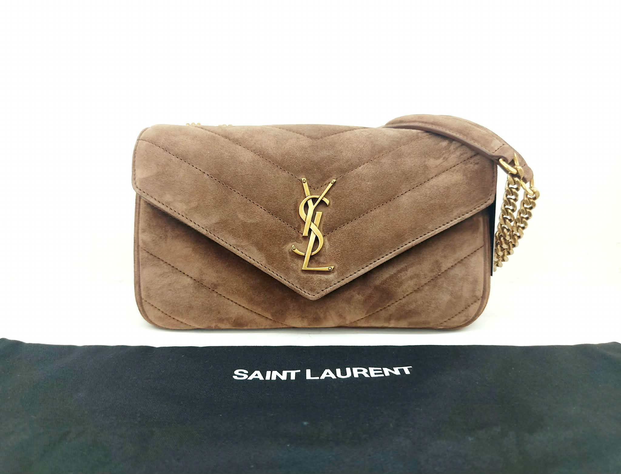 YSL LOULOU SMALL IN SUEDE MATELASSÉ