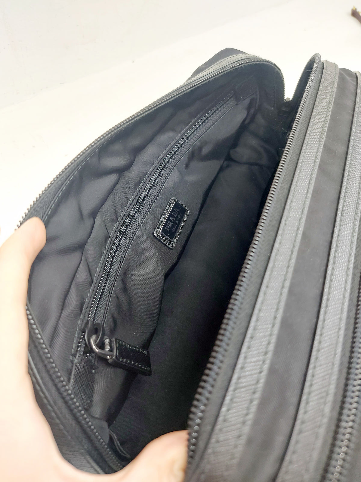 PRADA POUCH RE-NYLON E SAFFIANO