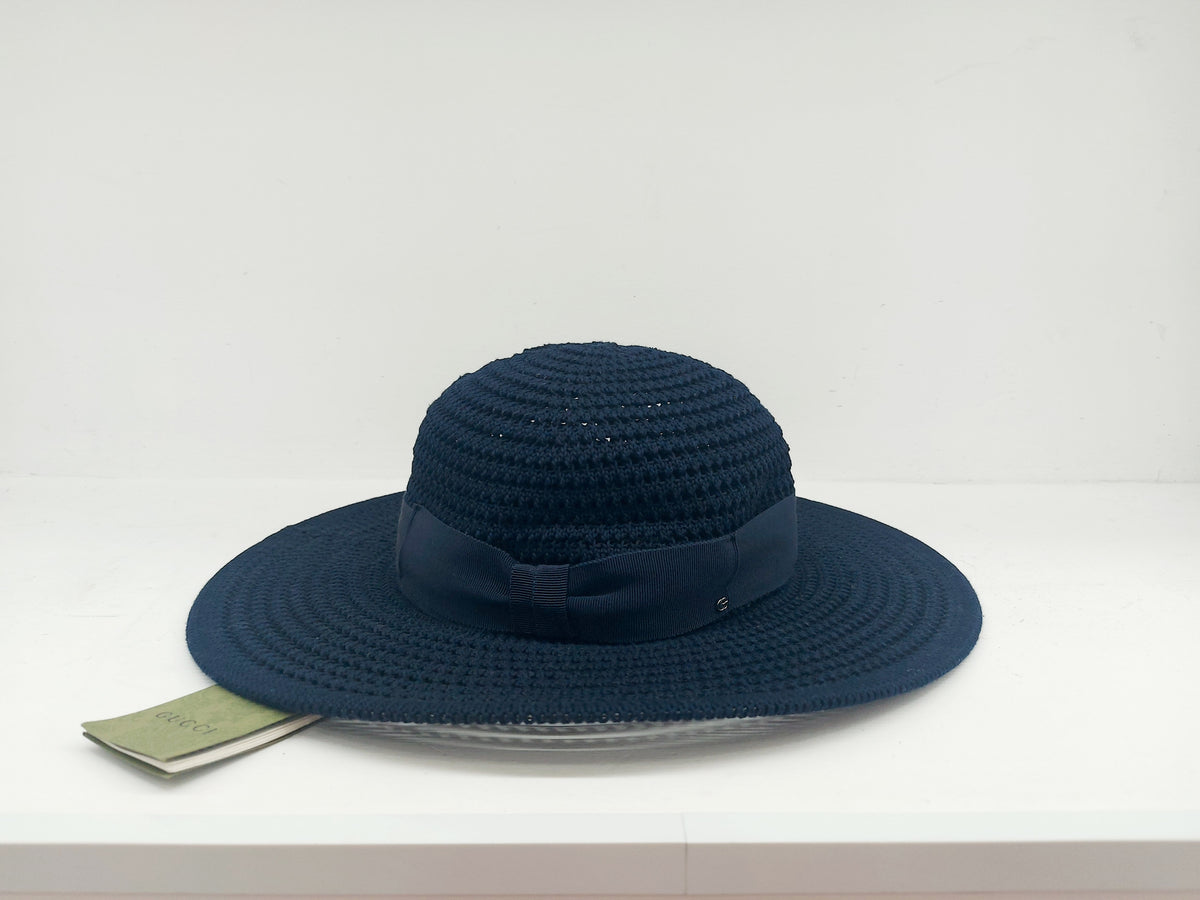 Gucci Cappello Falda Larga Blu Tg M