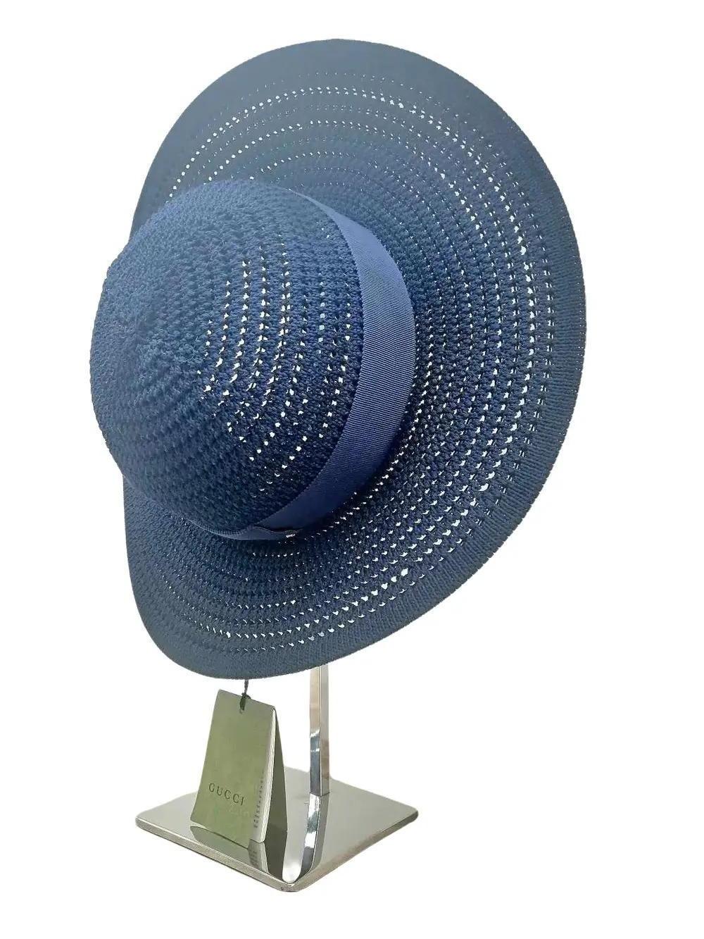 Gucci Cappello Falda Larga Blu Tg M
