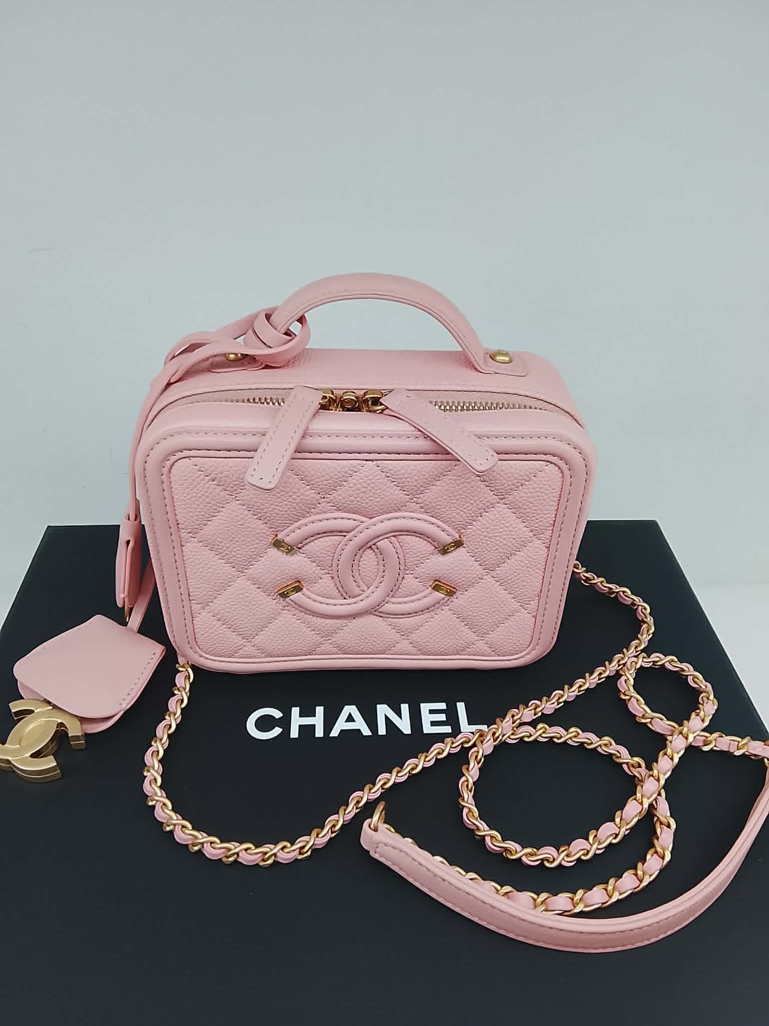 CHANEL VANITY CASE TOP HANDLE ROSA small