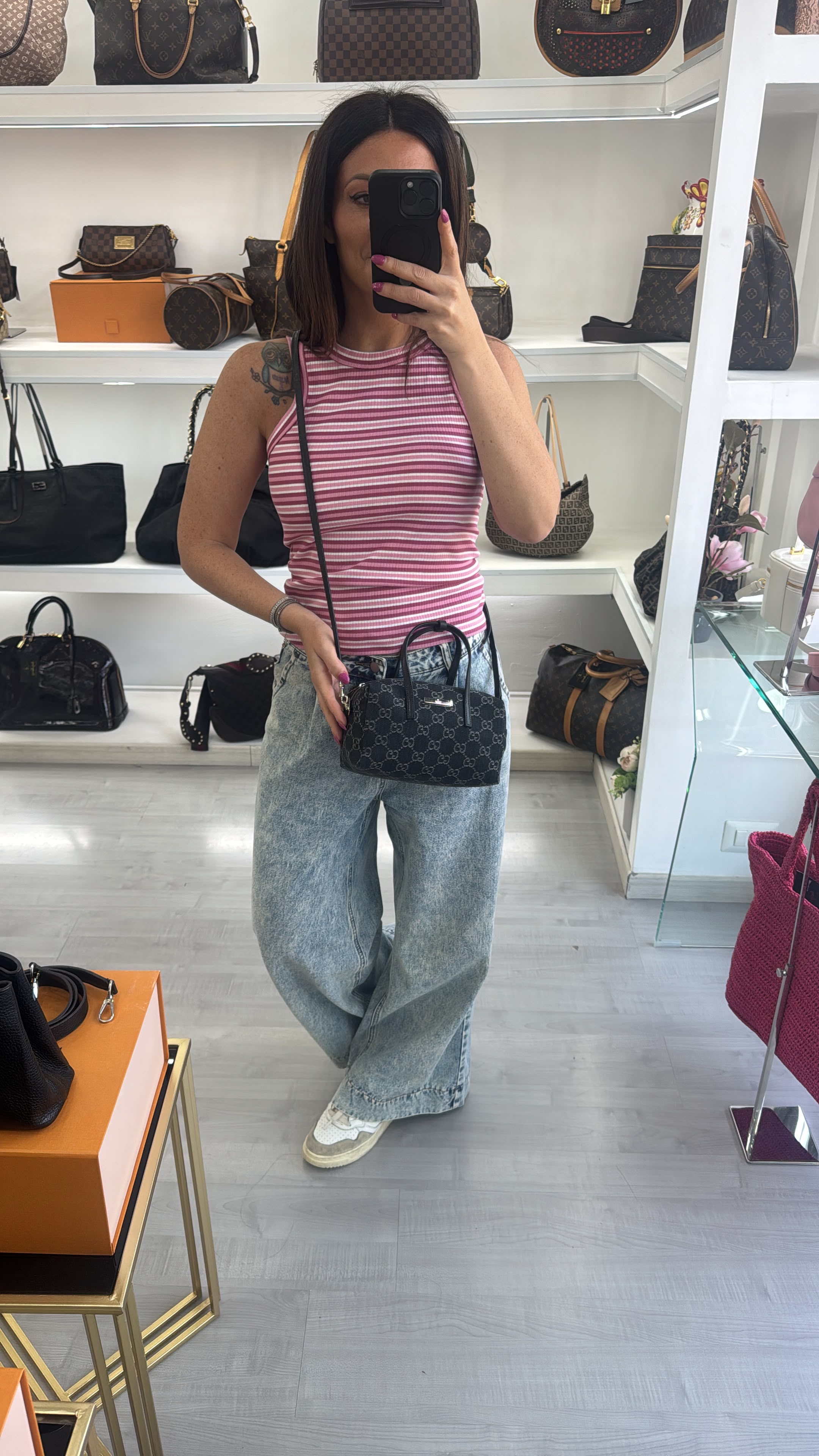 GUCCI BOSTON MINI BAULETTO DENIM GG