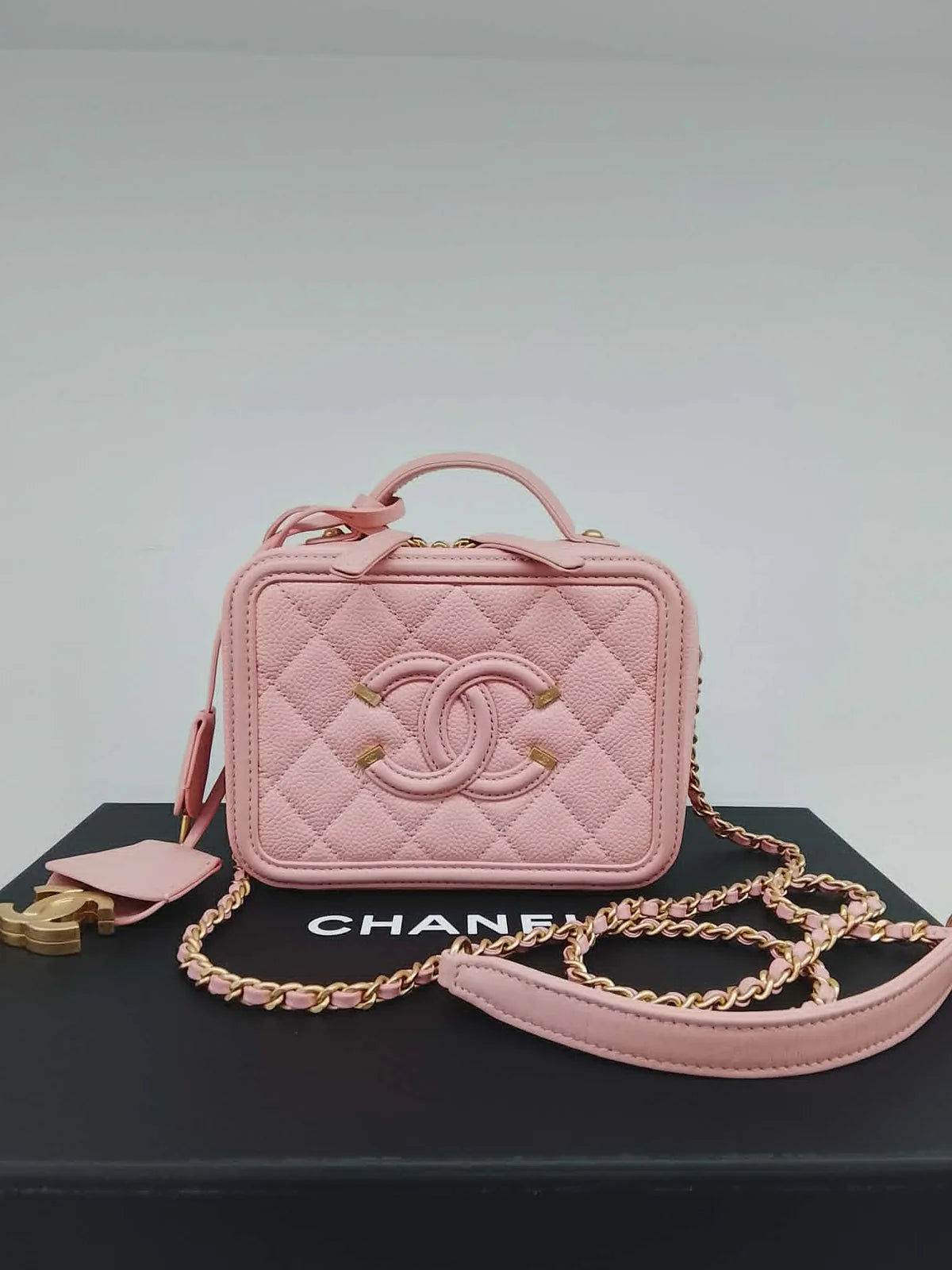 CHANEL VANITY CASE TOP HANDLE ROSA small