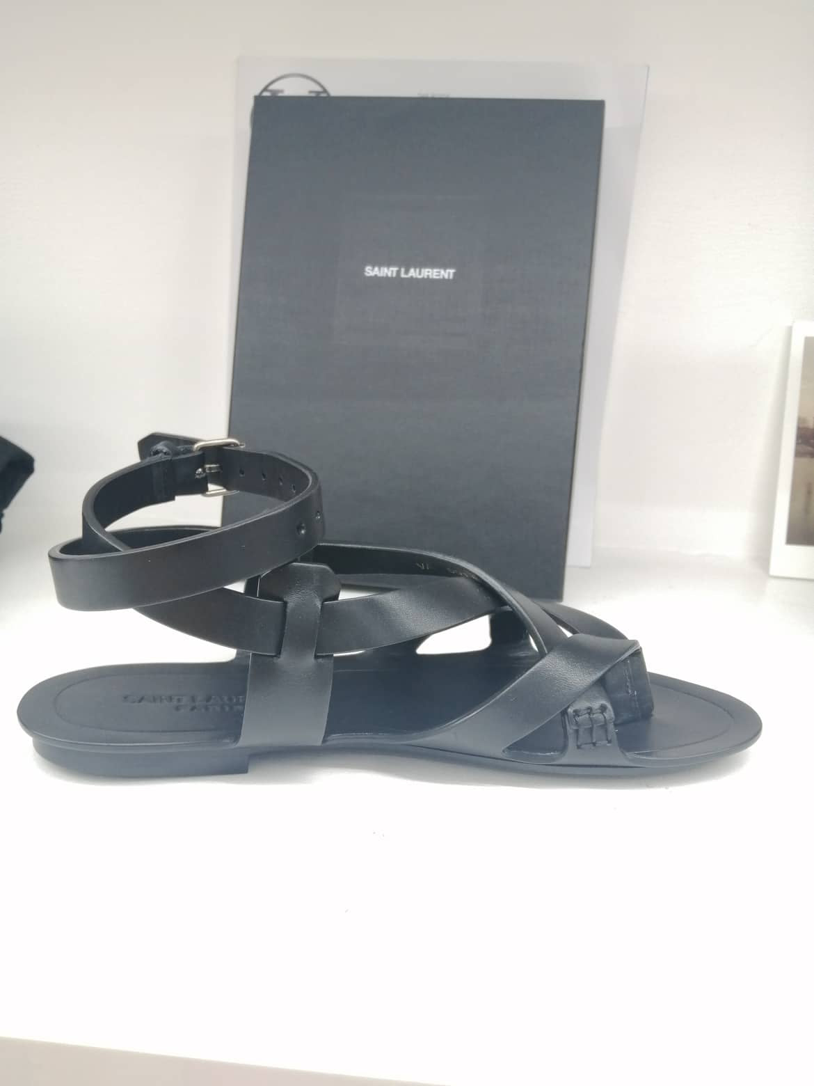 YSL SANDALI FLAT IN PELLE LISCIA