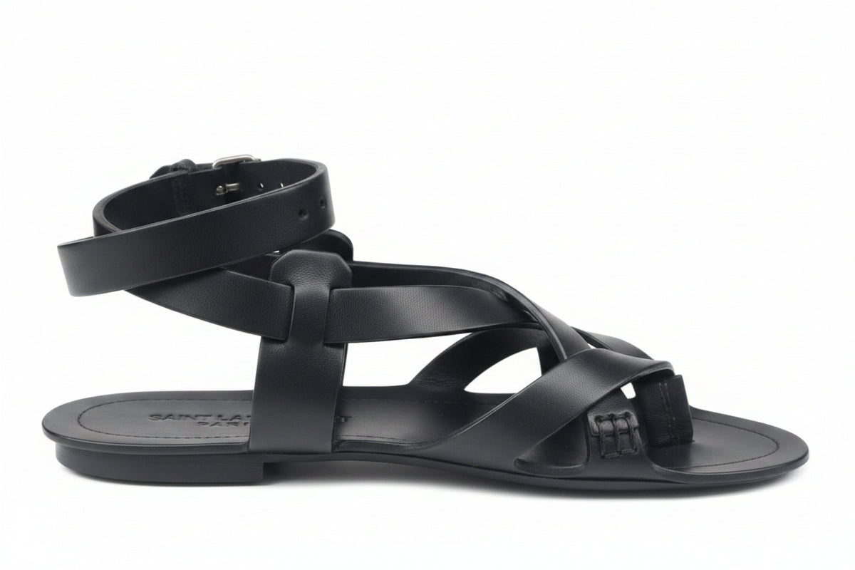 YSL SANDALI FLAT IN PELLE LISCIA