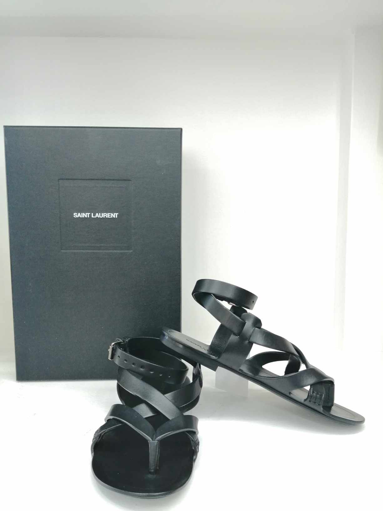 YSL SANDALI FLAT IN PELLE LISCIA