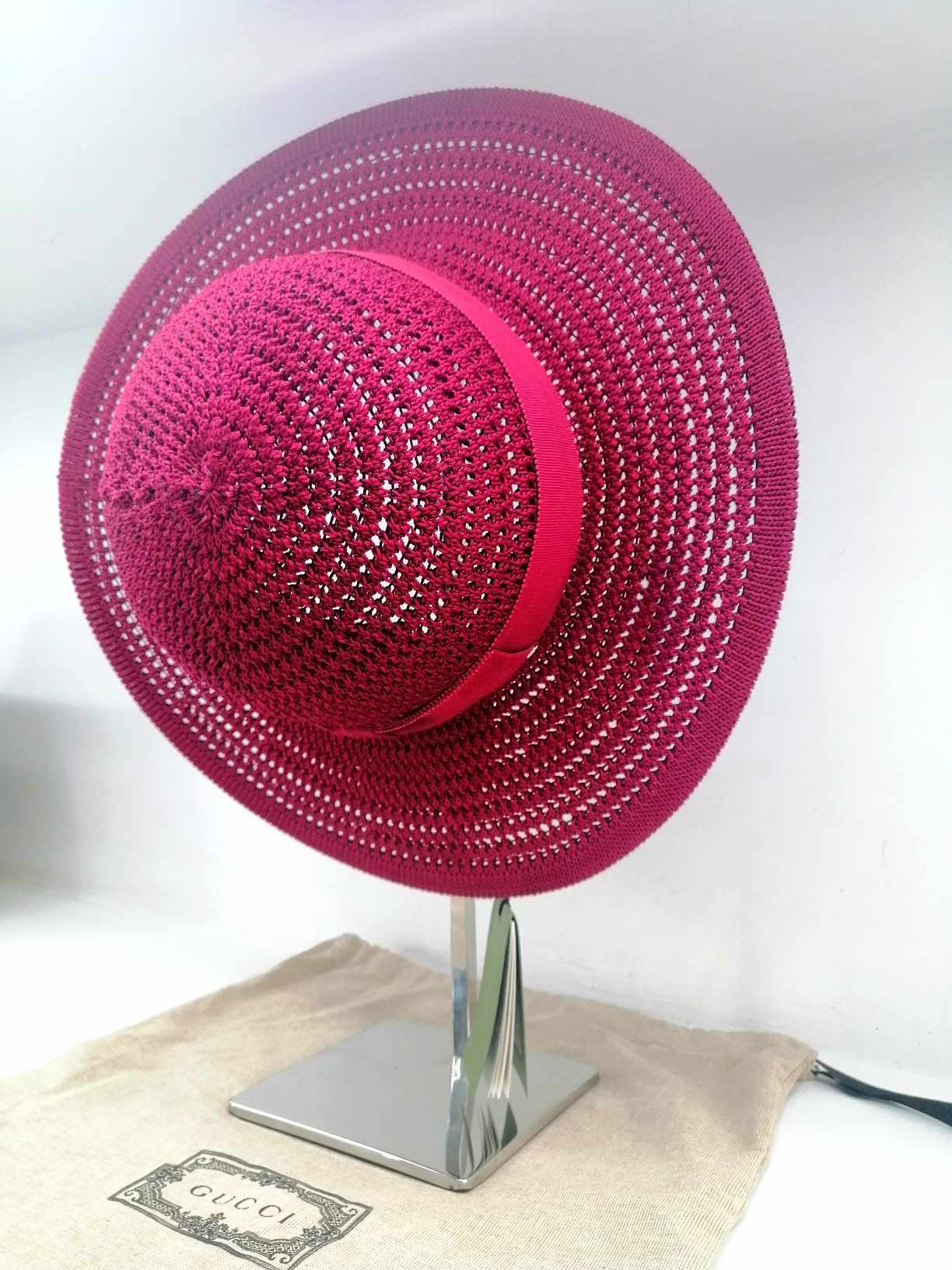 Gucci Cappello Falda Larga Bordeaux Tg L