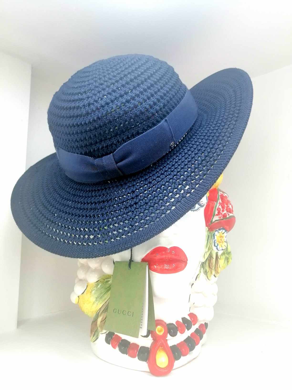 Gucci Cappello Falda Larga Blu Tg M