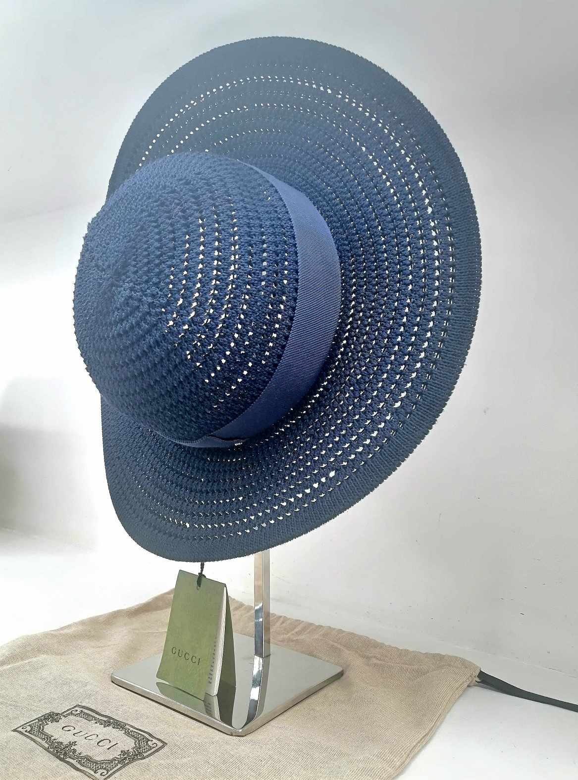 Gucci Cappello Falda Larga Blu Tg M