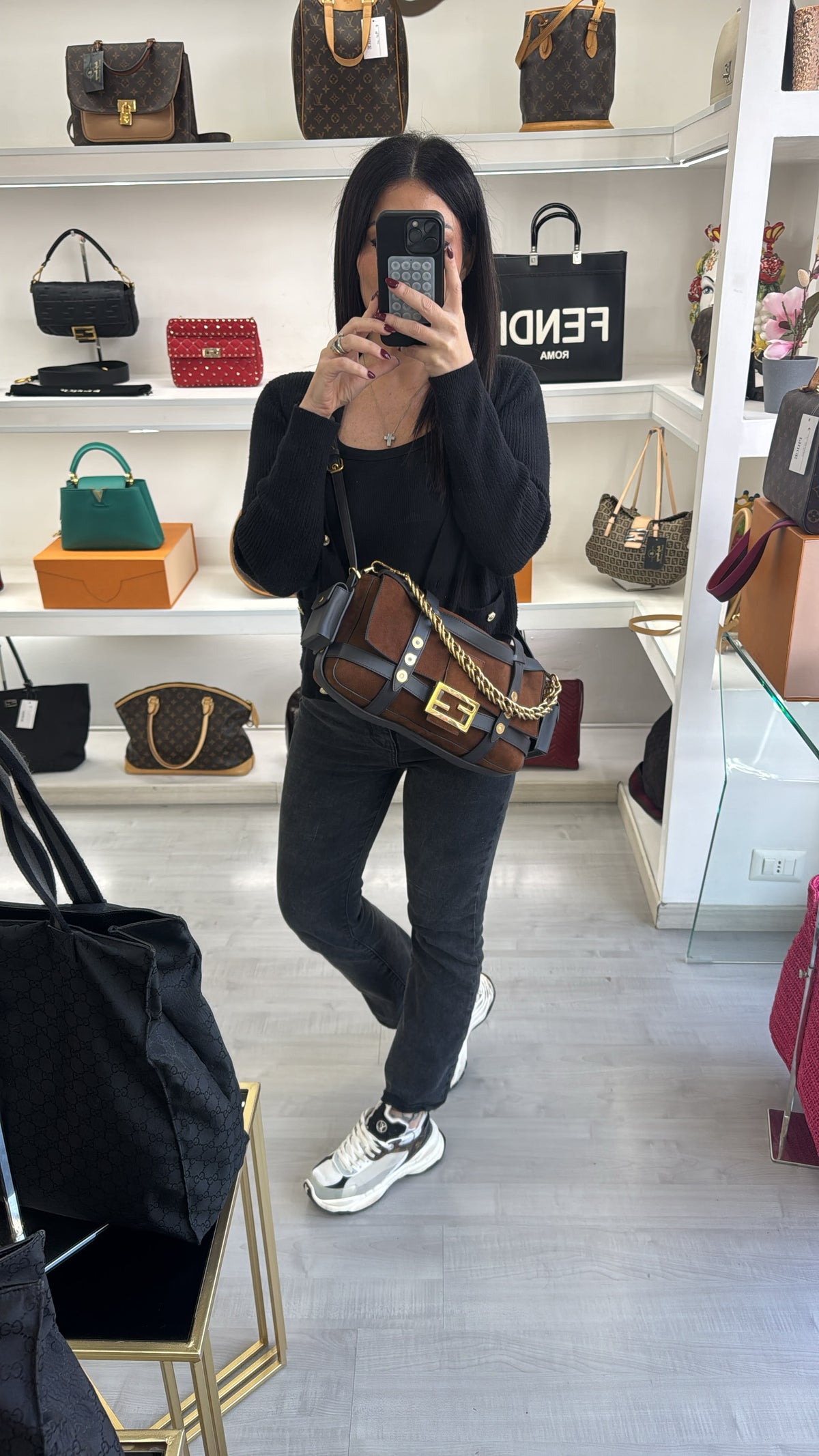 FENDI BAGUETTE CAGE IN SUEDE