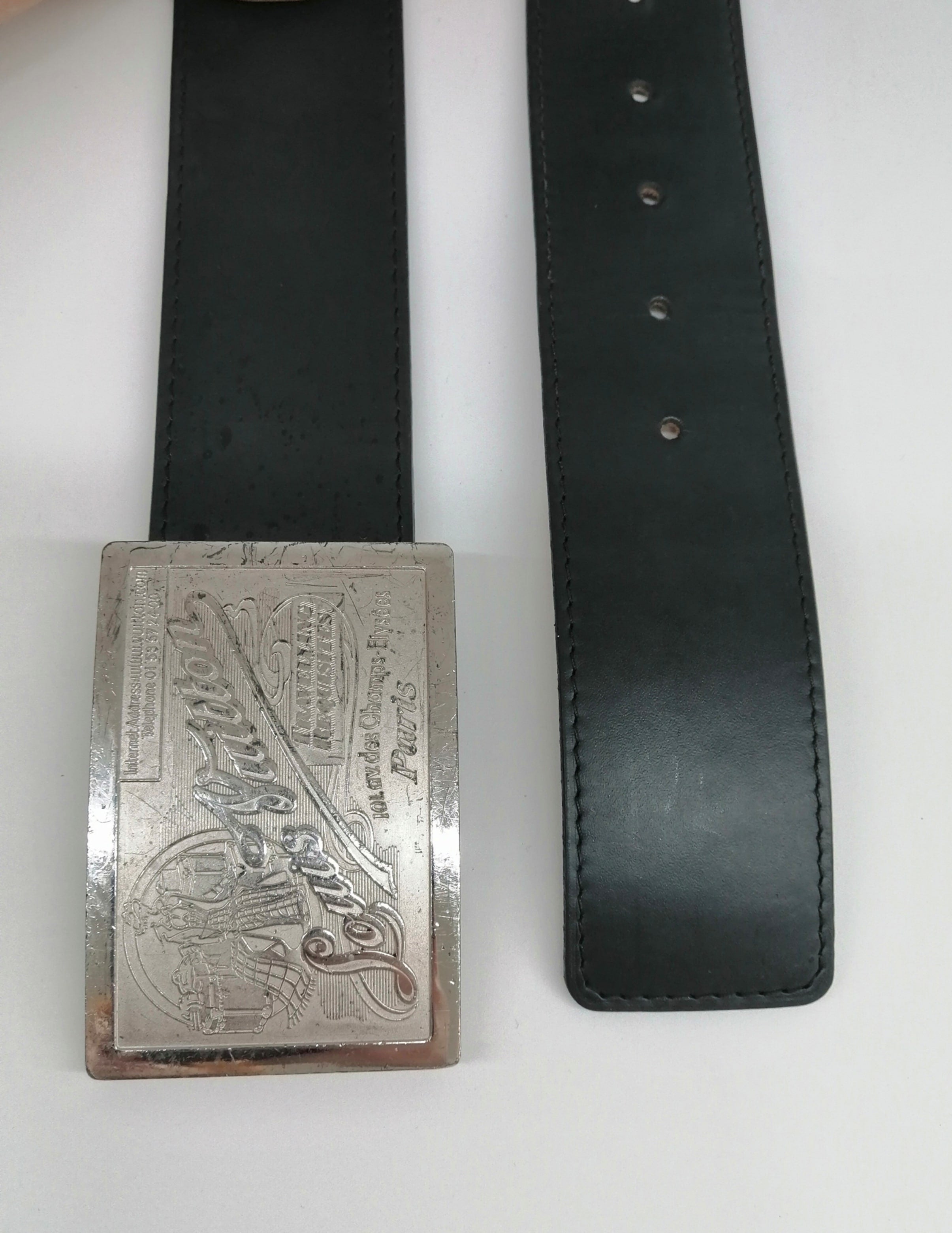 LOUIS VUITTON CINTURA IN PELLE SANGLE JEANS Tg 85