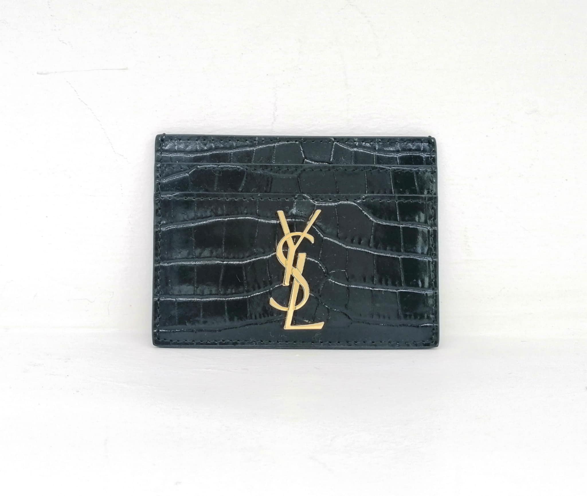 YSL PORTA CARTE COCCODRILLO LOGO