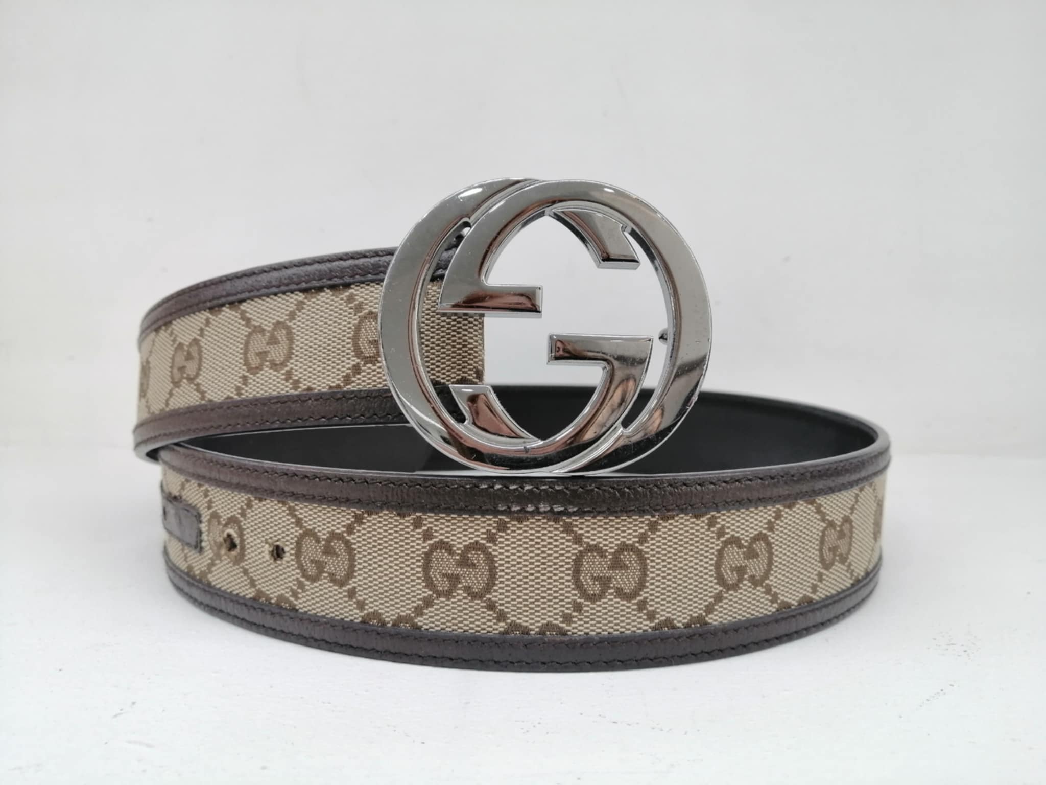 GUCCI CINTURA GG BROWN TG 85