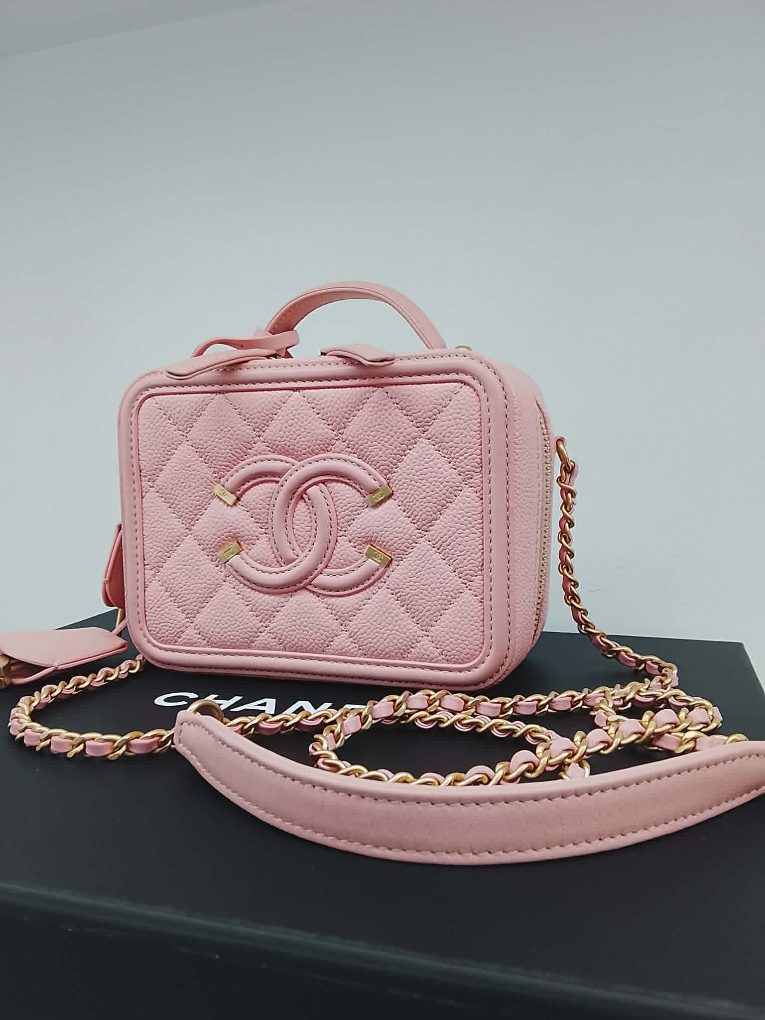 CHANEL VANITY CASE TOP HANDLE ROSA small