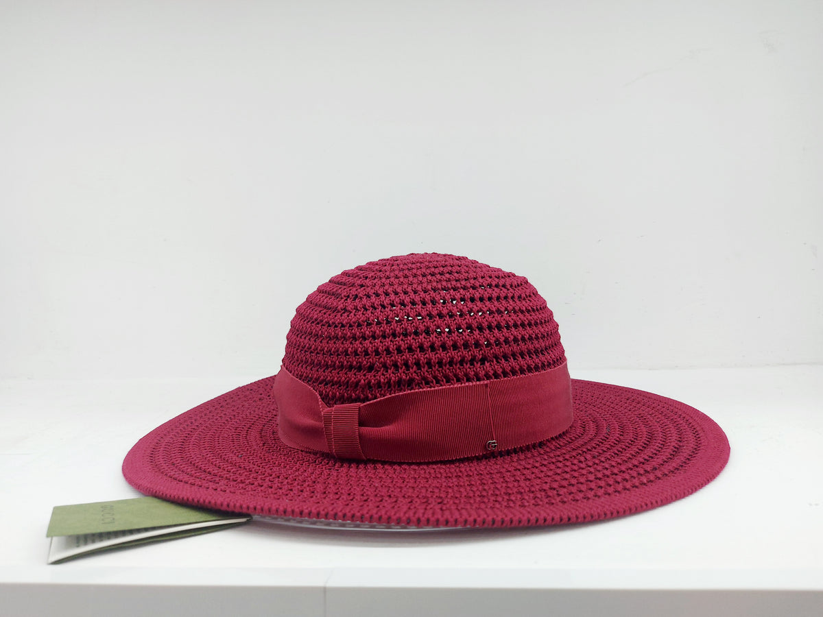 Gucci Cappello Falda Larga Bordeaux Tg L