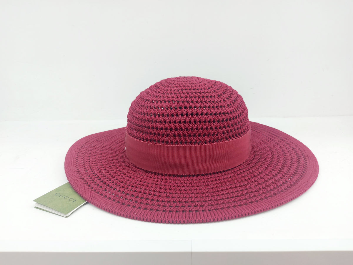 Gucci Cappello Falda Larga Bordeaux Tg L