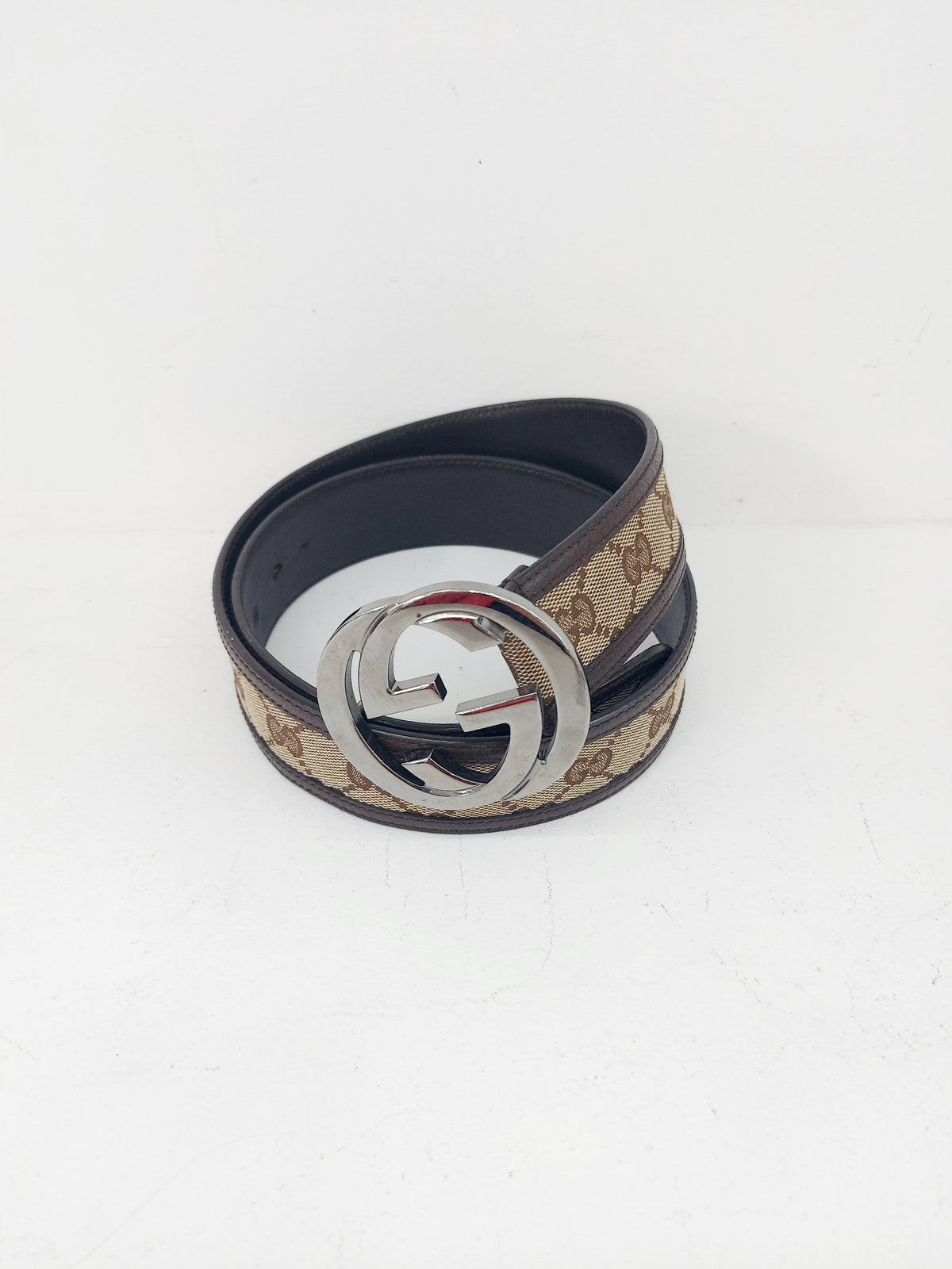 GUCCI CINTURA GG BROWN TG 85